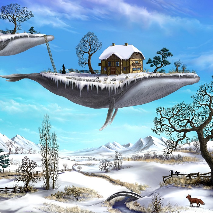 Silhouette of a hiker at sunset